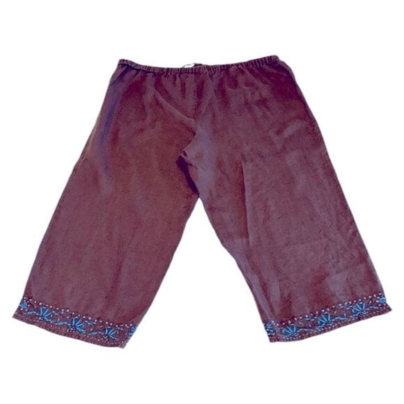 Vintage Richard Malcolm Woman Linen Drawstring Waist Cropped Pants Size 1X - Picture 3 of 10
